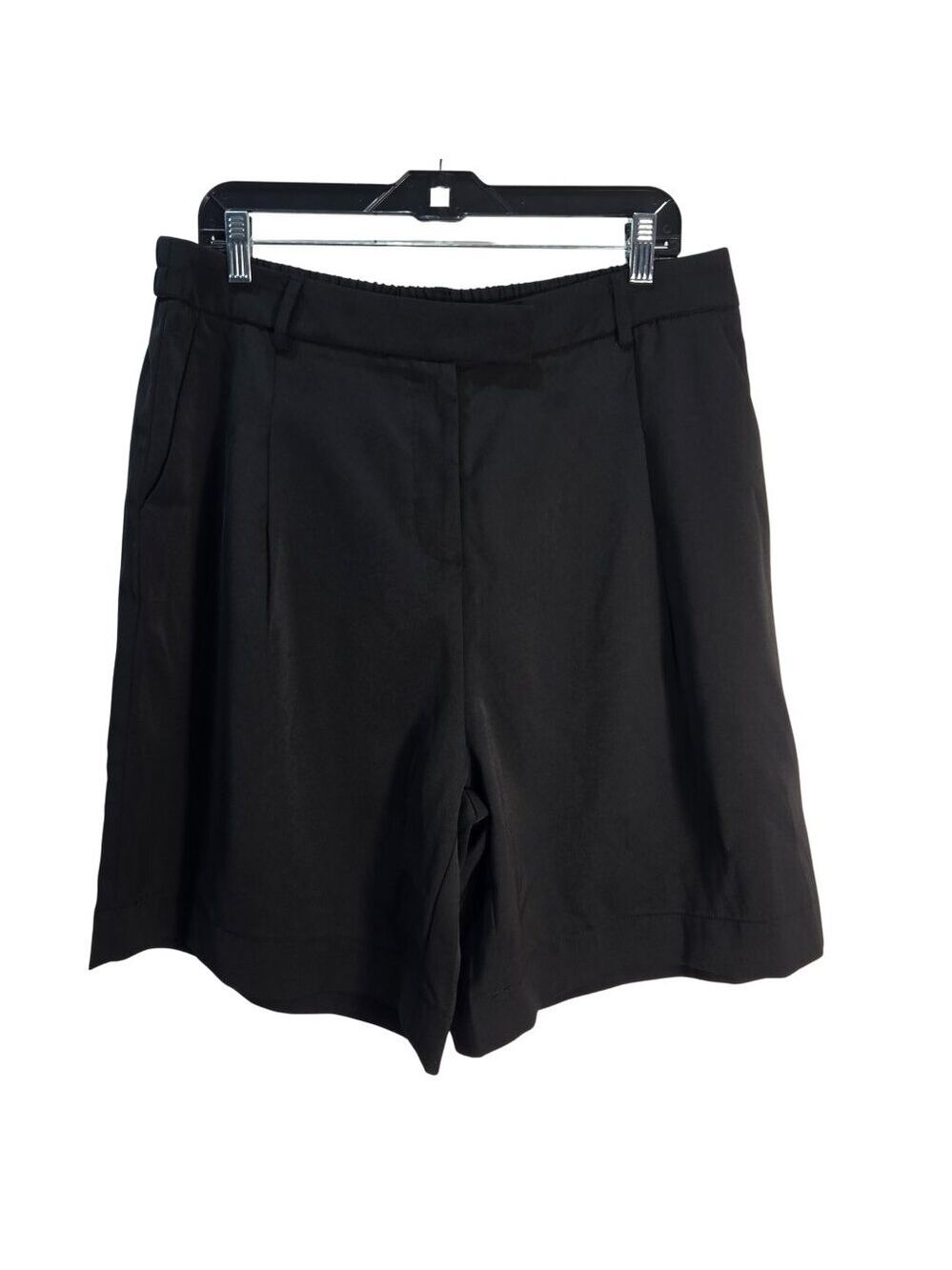 NWOT | Black High Waisted Dressy Shorts Hook Closure Pockets | XLarge